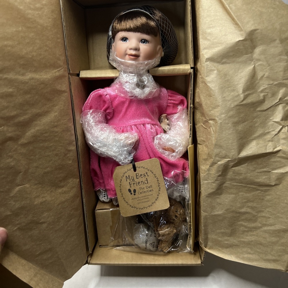 Boyds Porcelain Doll 12" My Best Friend *Stephanie w Noisemaker...Celebrate* NIB